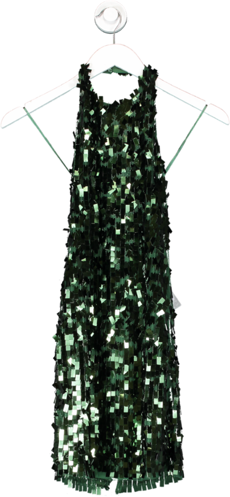 Pull&Bear Green Sequin Disc Halterneck Mini Dress UK XS