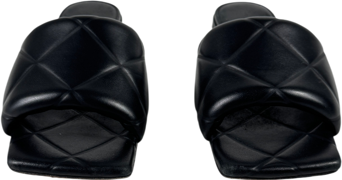 BOTTEGA VENETA Black Leather Woven Lido Flat Sandals UK 7 EU 40 👠