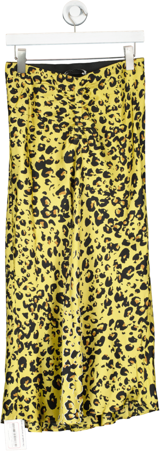 Munthe Yellow Leopard Print Midi Skirt UK 8