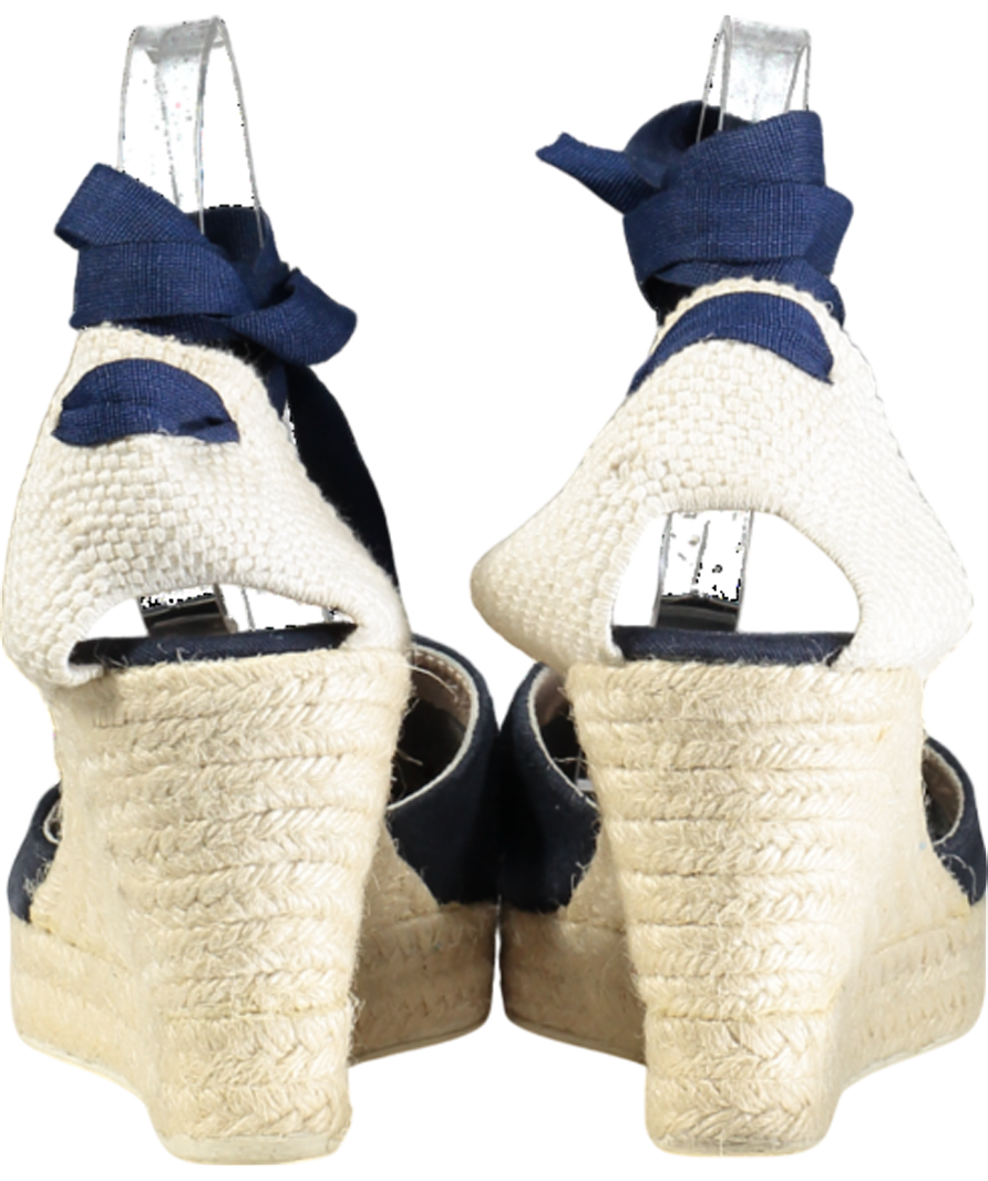 Manebi Blue Soft Suede Wedge Espadrilles Hamptons UK 8 EU 41 👠