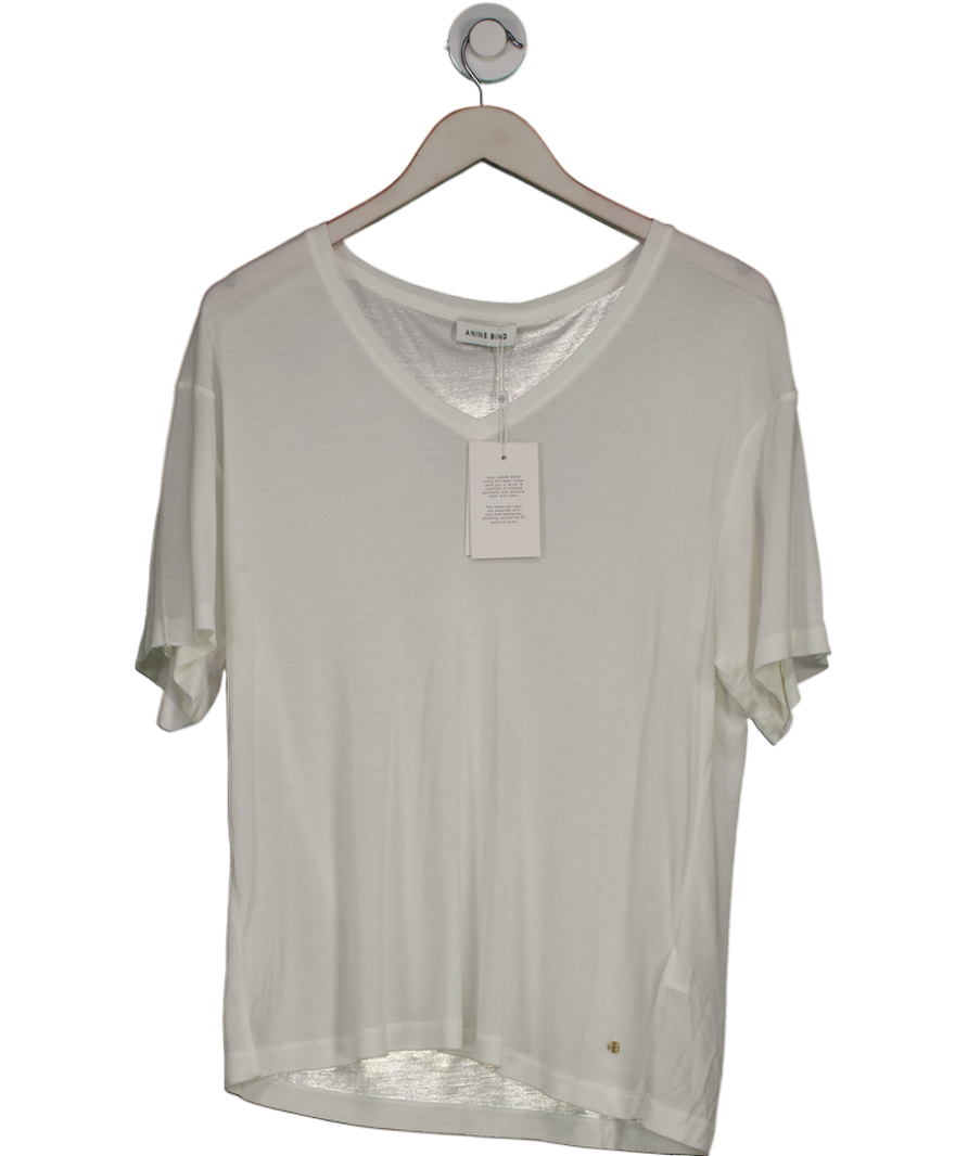 Anine Bing White Modal & Cashmere Vale T-shirt UK M