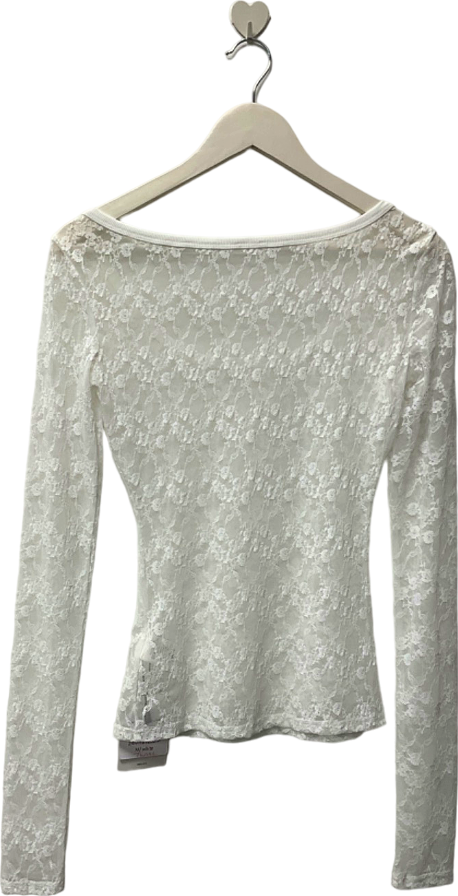 Prod White Lace Long Sleeve Top UK M