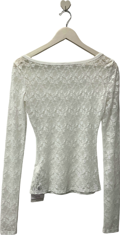 Prod White Lace Long Sleeve Top UK M