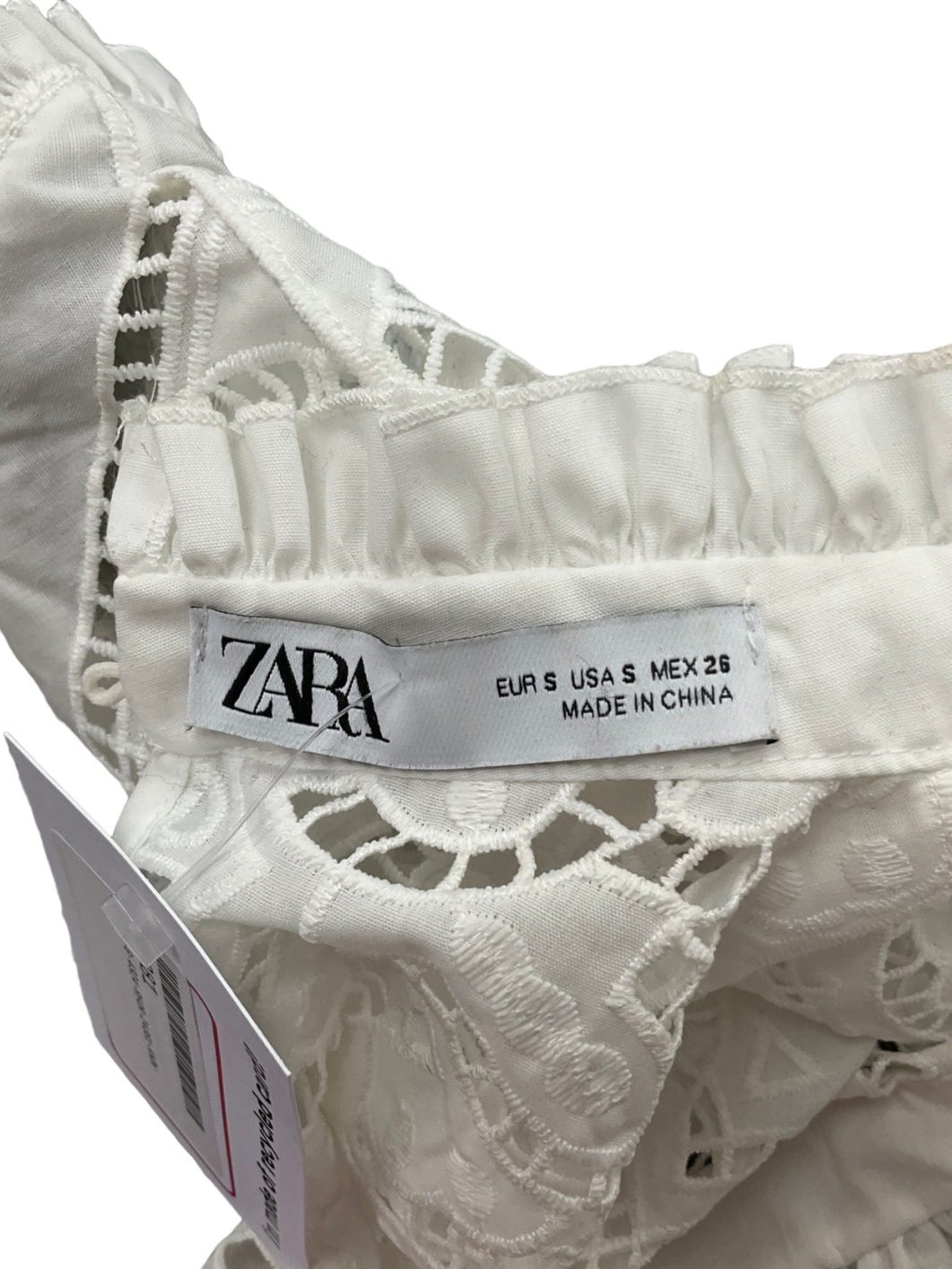 ZARA Victorian Jumper Grey White Lace Contrasting Poplin UK 10