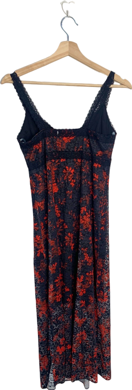 Almost Famous Black/Red Lace Slip Dress S