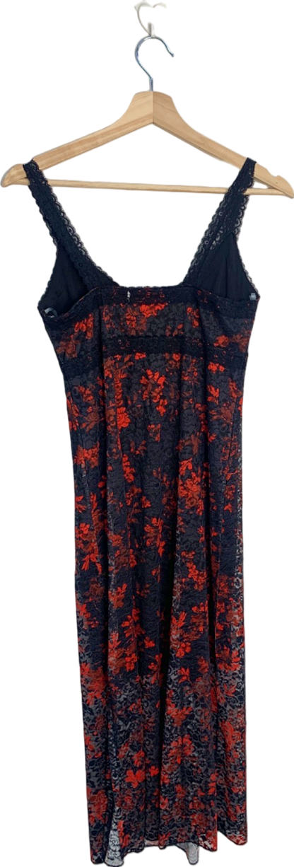 Almost Famous Black/Red Lace Slip Dress S