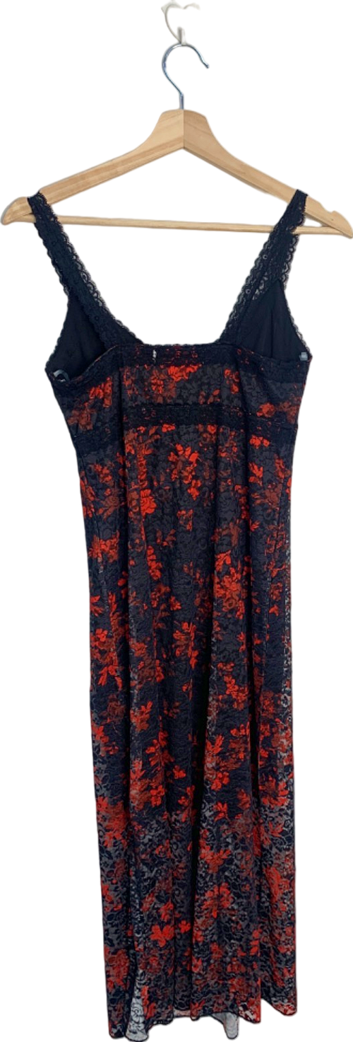 Almost Famous Black/Red Lace Slip Dress S