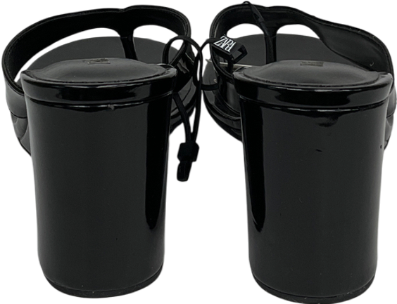 ZARA Black Patent Wedge Sandal UK 7 EU 40 👠