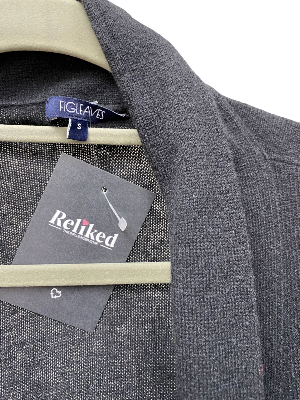 Fig Leaves Black Cashmere Long Cardigan Robe UK S