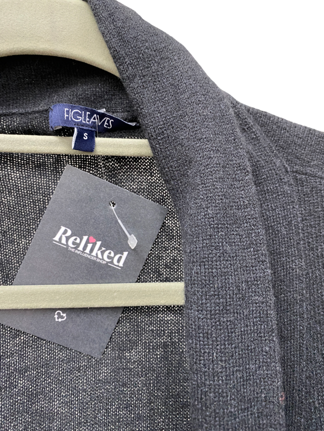 Fig Leaves Black Cashmere Long Cardigan Robe UK S