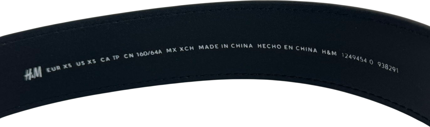 H&M Black Belt with gold buckle UK XS