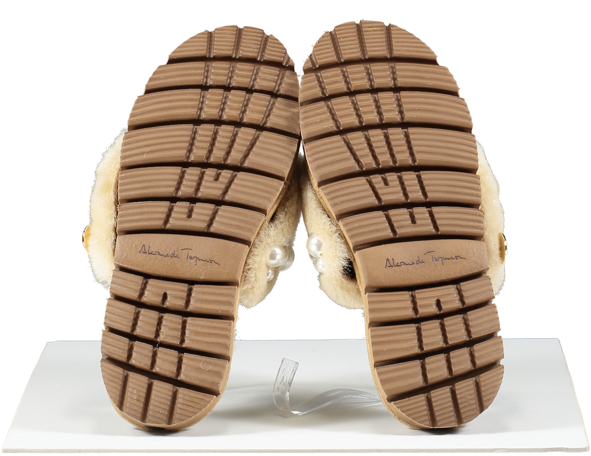 Alameda Turquesa Beige Luxury Pearl Embellished Shearling Mules BNIB UK 3 EU 36 👠