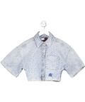 Tommy Hilfiger Blue Cropped Monogram Short Sleeve Shirt UK 6