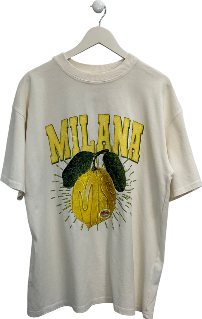 Milana Cream Lemon Heavyweight T Shirt UK L