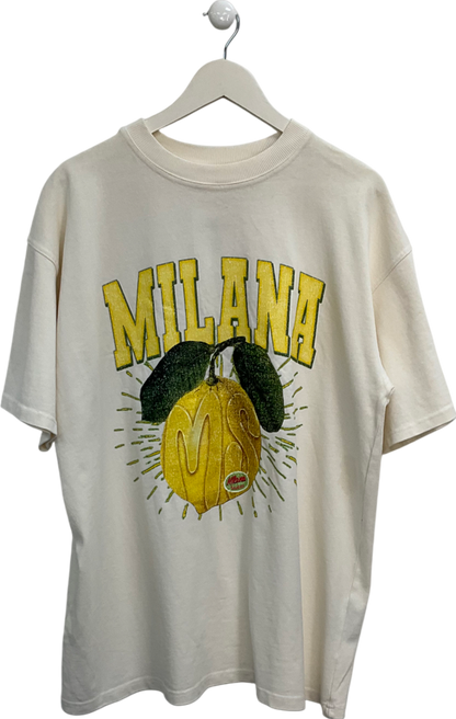 Milana Cream Lemon Heavyweight T Shirt UK L