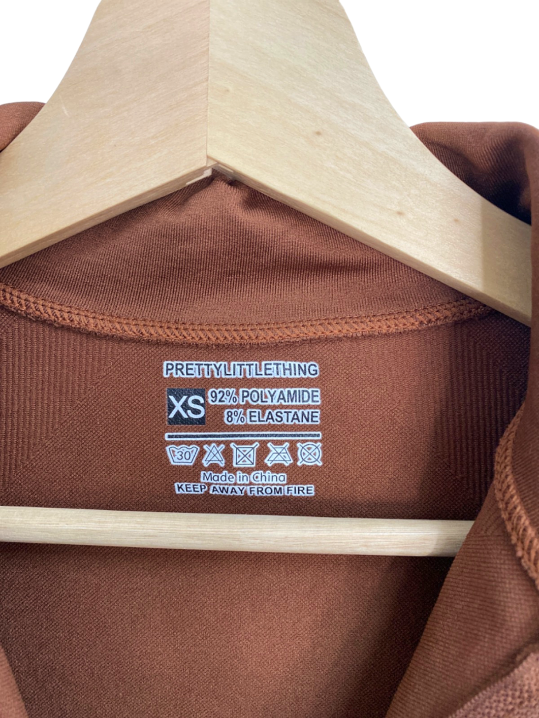 PrettyLittleThing Brown Half Zip Long Sleeve Top UK XS