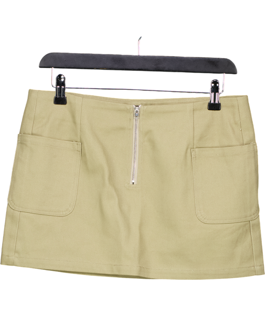 White Fox Green Khaki Mini Skirt UK S