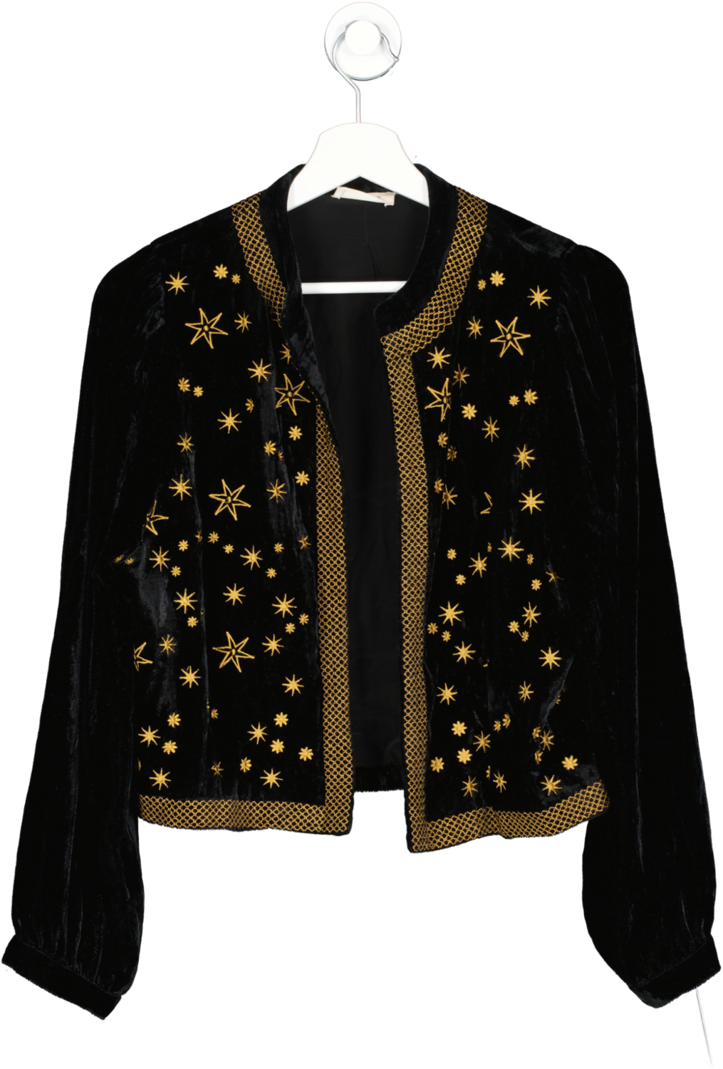 By Iris Black Velvet Embroidered Jacket UK S