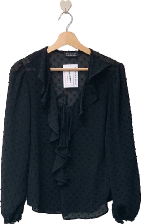 Friends Like These Millie Mackintosh Black Sheer Ruffle Blouse UK 8