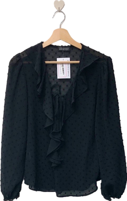 Friends Like These Millie Mackintosh Black Sheer Ruffle Blouse UK 8