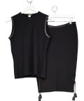 Gianni Versace Black Knitted Leather Trim Sleeveless Top And Skirt Set It40 UK 8