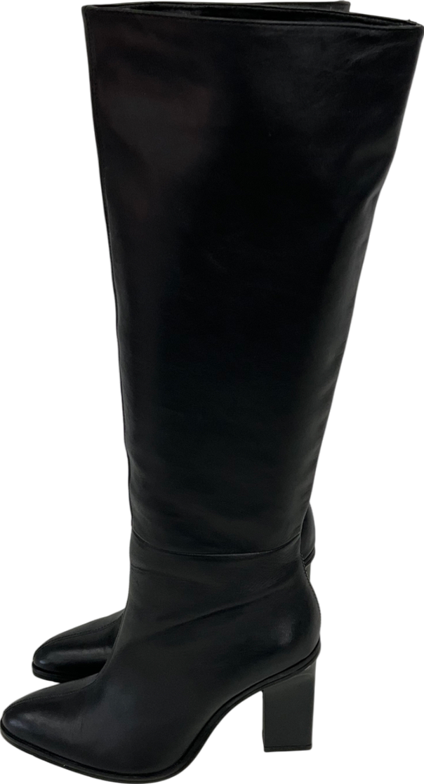 ZARA Black Leather Knee High Boots UK 6 EU 39 👠