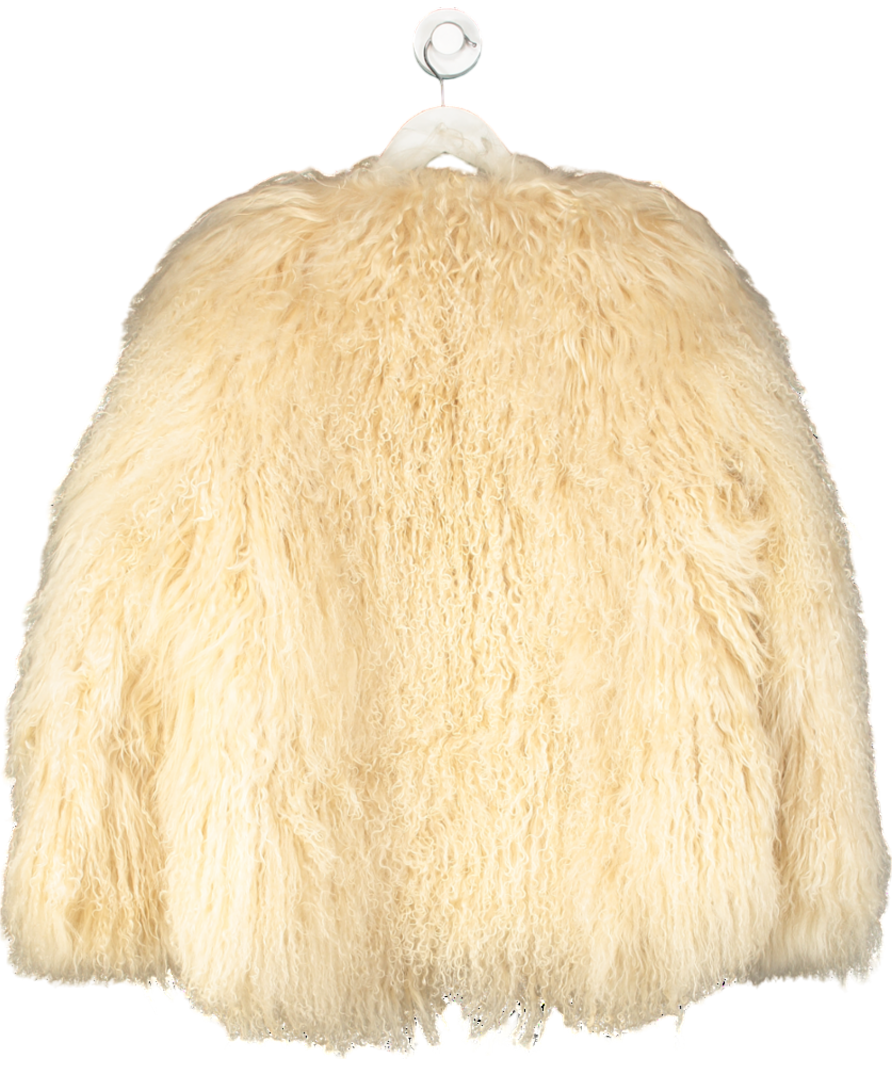 De Savary Cream Blonde Mongolian Cropped Coat UK M