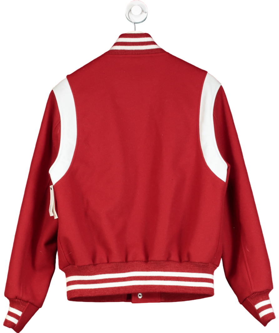 Golden Bear Red The Hayes Leather-trimmed Wool-blend Varsity Jacket UK M