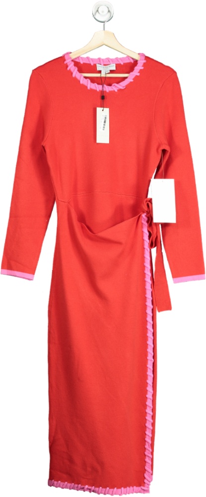 Never Fully Dressed Red and Pink Sydney Wrap Dress UK M