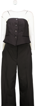 Karen Millen Black Tailored Bandeau Button Detail Jumpsuit UK 14