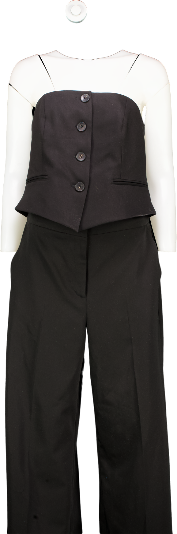 Karen Millen Black Tailored Bandeau Button Detail Jumpsuit UK 14