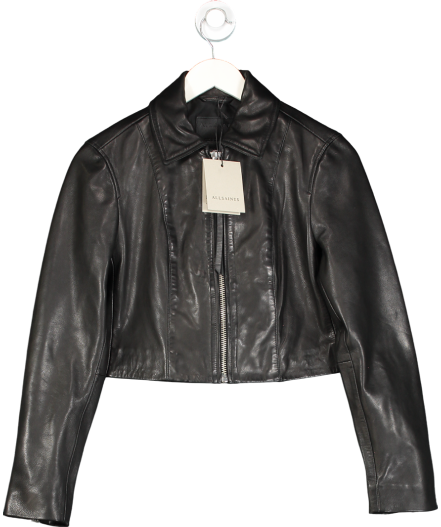 AllSaints Black Alma Leather Jacket UK 8