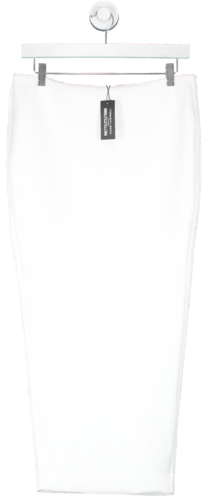 PrettyLittleThing White Low Rise Midi Skirt UK 10