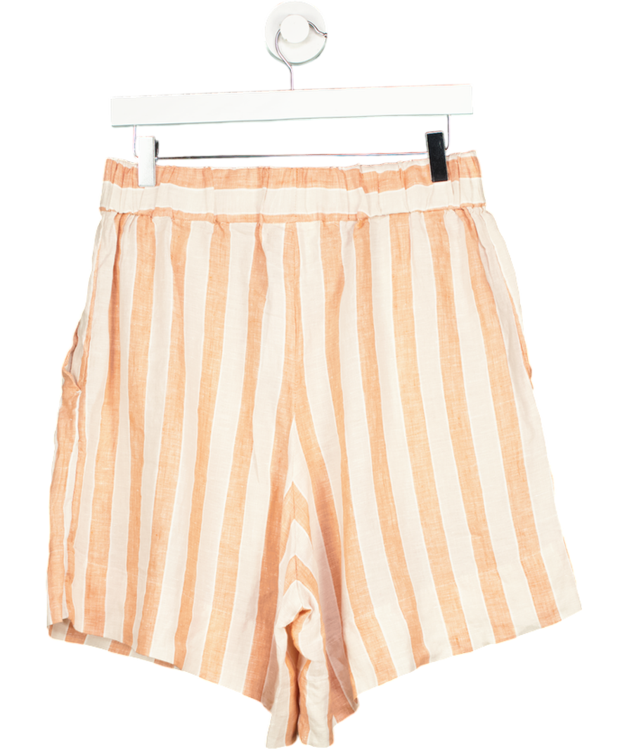 H&M Orange 100% Linen Striped Shorts UK M