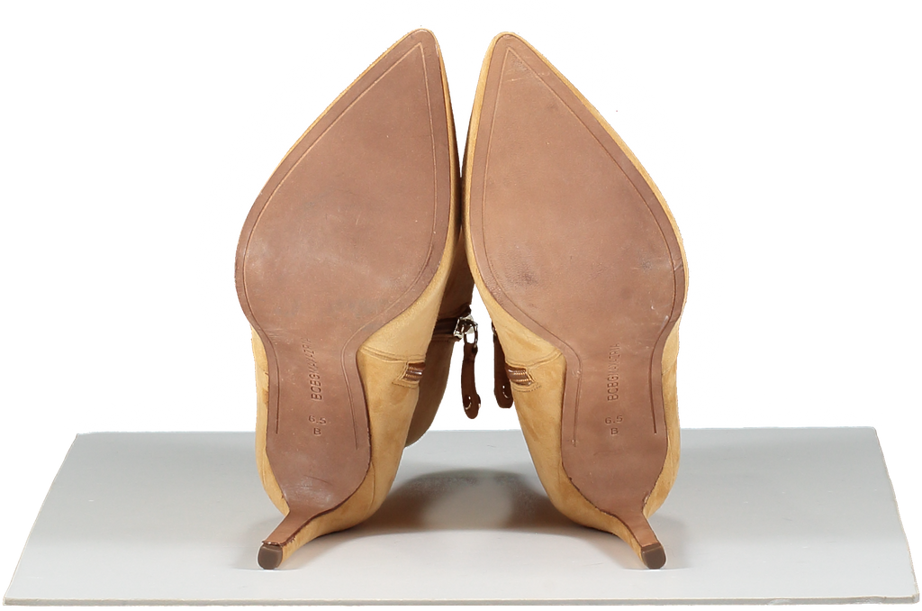 BCBGMAXAZRIA Brown Leather Line Heeled Boots UK 4.5 EU 37.5 👠