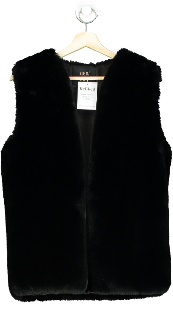 QED Black Faux Fur Gilet UK S