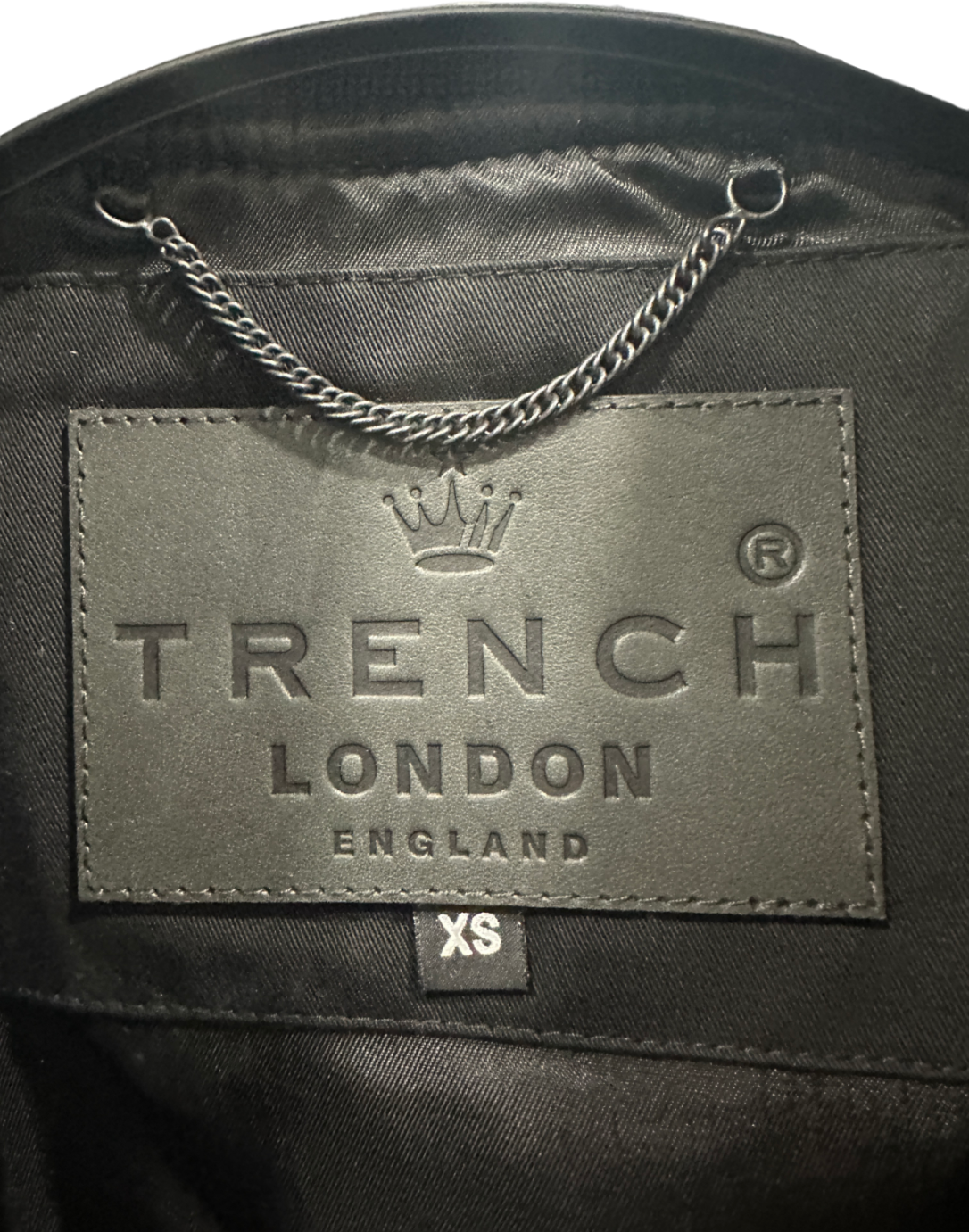 Trench London Black Leather Sleeve Bomber Jacket XS