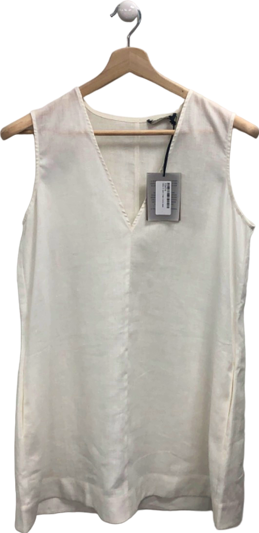 ASCENO Derya Mini Dress White Organic Linen UK XS