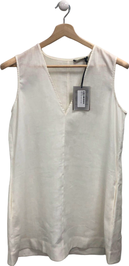 ASCENO Derya Mini Dress White Organic Linen UK XS