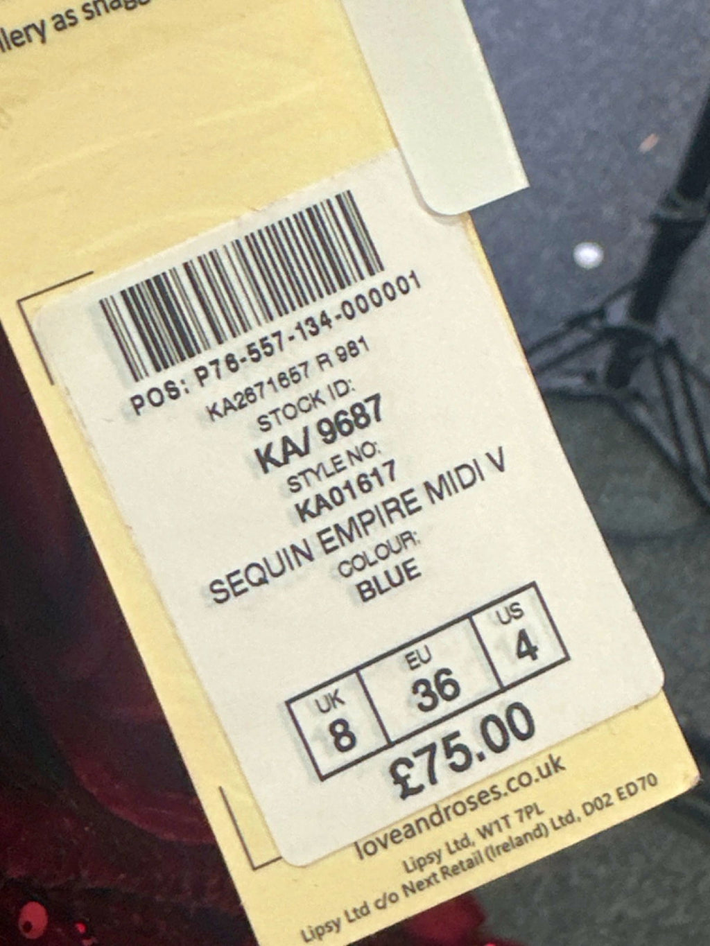 Love & Roses Red Sequin Empire Midi Dress UK 8