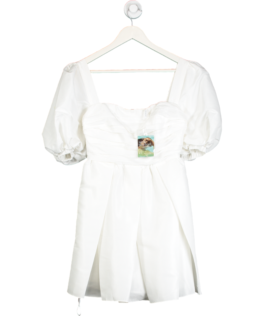 Self Portrait White Taffeta Puff Sleeve Mini UK 6