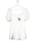 Self Portrait White Taffeta Puff Sleeve Mini UK 6