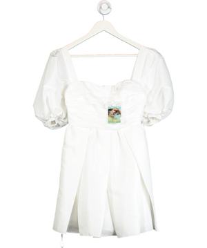Self Portrait White Taffeta Puff Sleeve Mini UK 6