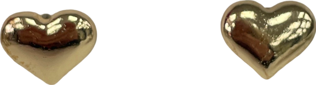 Gold Puffy Heart Stud Earrings