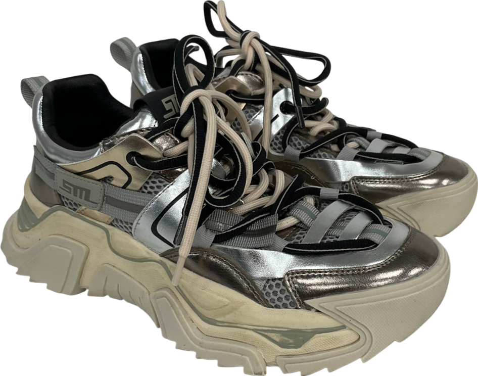 STEVE MADDEN Possession Trainers In Silver UK 6 EU 39 👠