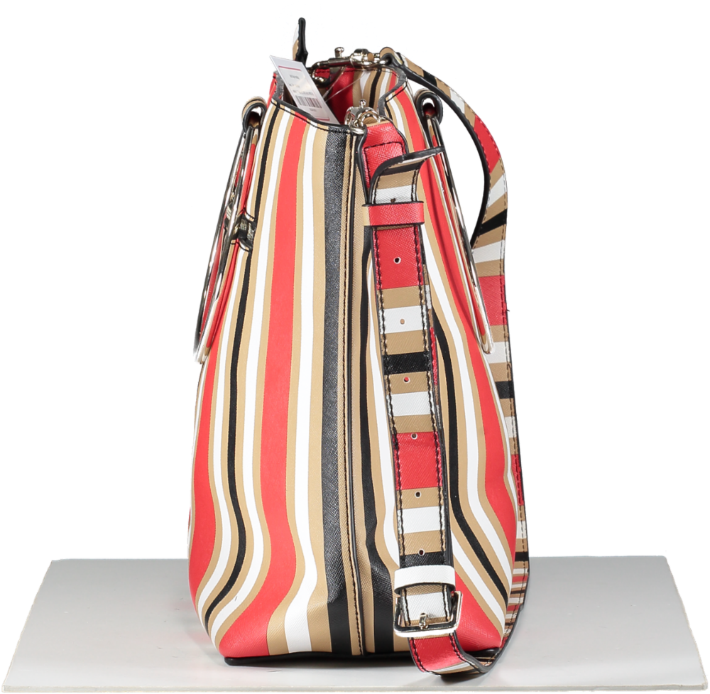 Guess Red Multi Stripe Handbag One Size