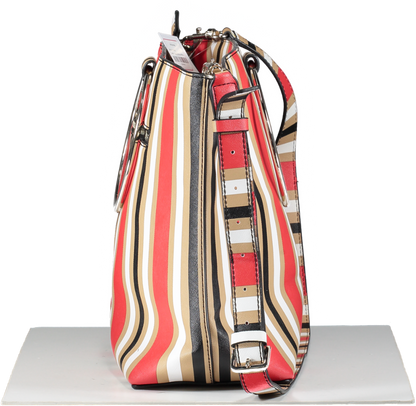 Guess Red Multi Stripe Handbag One Size