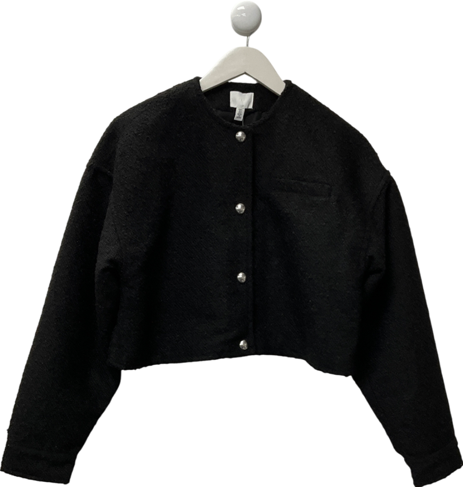 H&M Black Oversized Button-front Jacket UK S