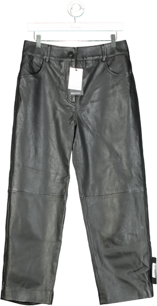 Autograph Black Leather Trousers UK 12