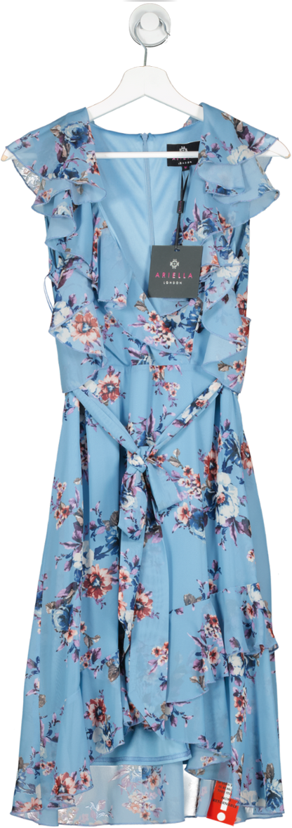 ARIELLA LONDON Blue Floral Ruffle Midi Dress BNWT UK 14